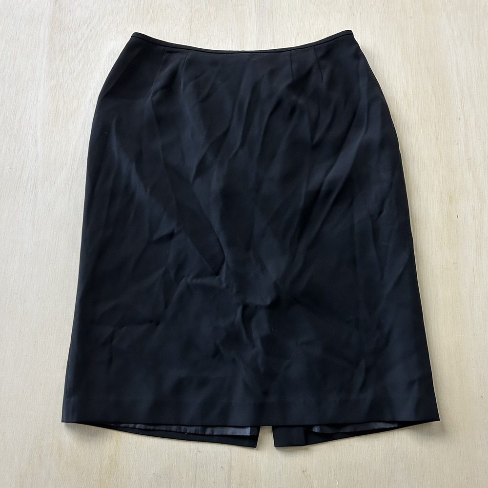 Kasper Skirt Womens 12 Black Pencil Midi Lined Back Vent Zip Workwear Office